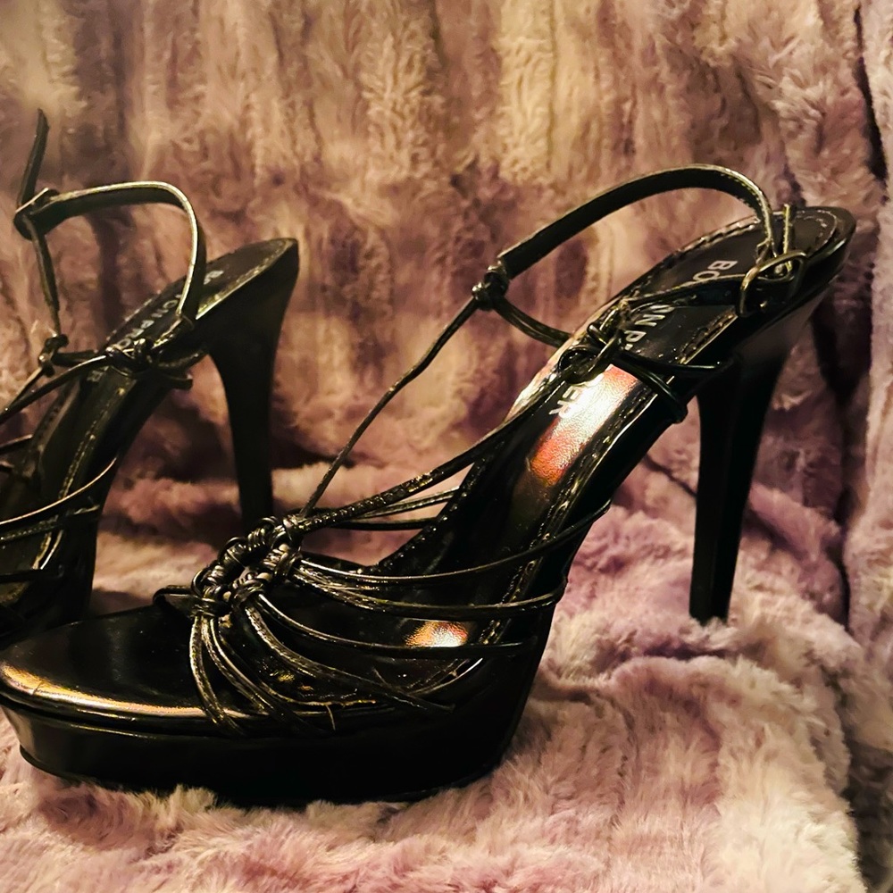Strappy black heels